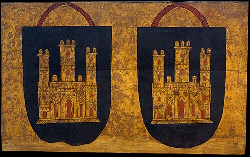 Two coats of arms with three-towered castles, 1295, 