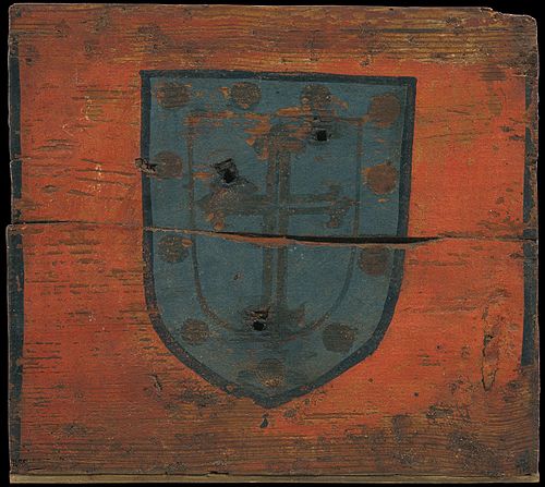 Small coffered ceiling panel with coat of arms, 1350, 