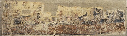 Profane paintings from Sigena: Knights leaving a castle for battle, 1200, 