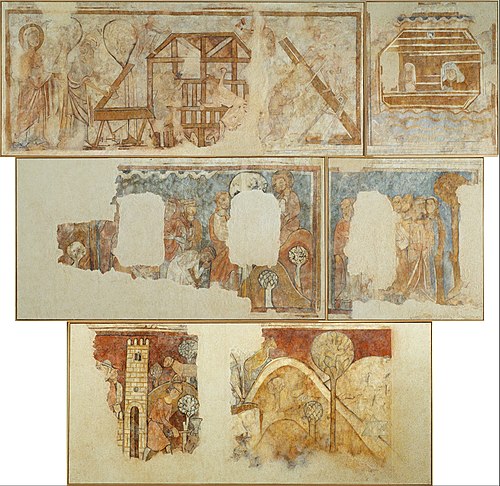 Mural paintings with Old Testament scenes, , 