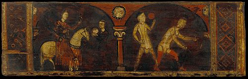 Small coffered ceiling panel with allegorical scenes on the work of May and June, 1300, 