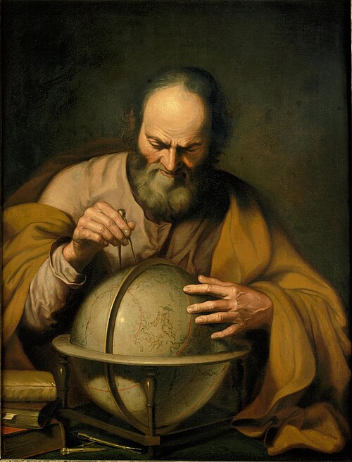 A geographer examining a globe, 1630, 