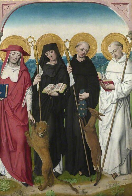Saints Jerome, Bernard (?), Giles and Benedict (?), 1487, 