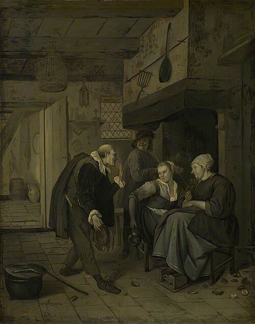 An Itinerant Musician saluting Two Women in a Kitchen, 1770, 