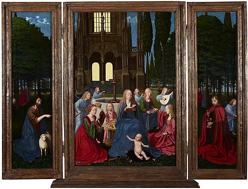 The Virgin and Child with Saints and Angels in a Garden, 1500, 