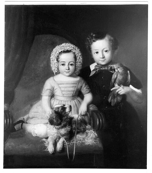 Barend Dirk van Starckenborg van Straten en zijn jongere zuster, als kinderen, 1850, 