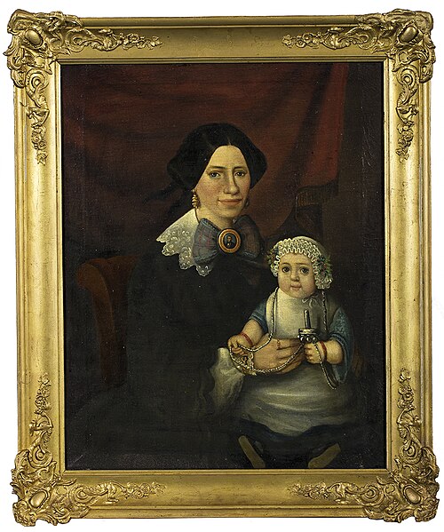 Portret van Antje Nieveen - geboren Rasker - met jongste zoon Jacob Nieveen, 1875, 