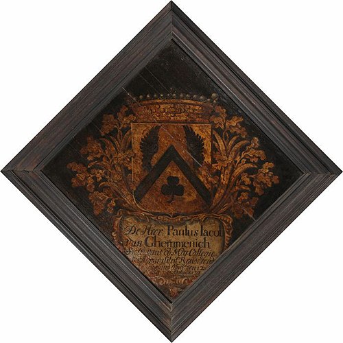 Rouwbord van Paulus Jacob van Gemmenich, secretaris van de Admiraliteit van Friesland, 1686, 
