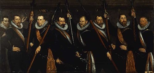 Seven officers and the innkeeper of the Sint-Jorisschutterij, Rotterdam, 1604, 