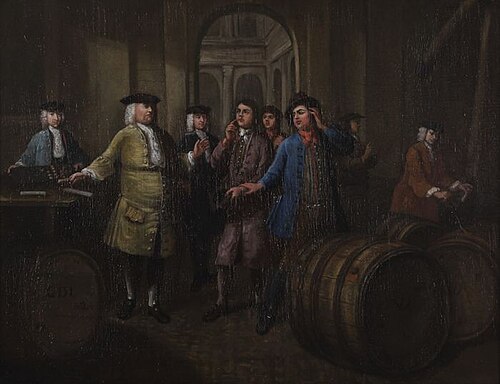 Interieur van Beurs tijdens handel in meekrap, 1737, 