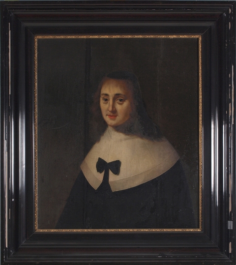 Portret van een onbekende vrouw gehuwd met iemand uit het geslacht Burmania, 1650, 