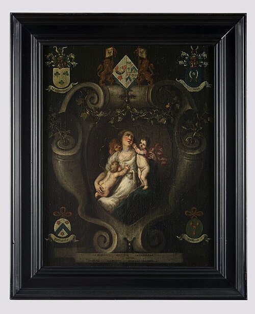 Portret van een vrouw uit geslacht Macharis met drie kinderen, 1699, 