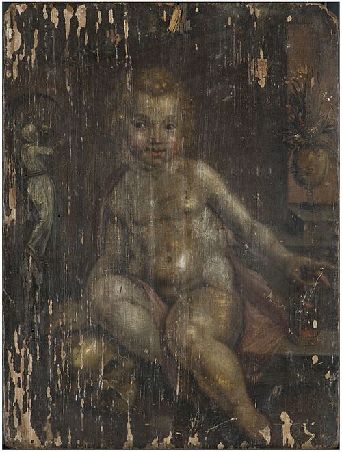 Cherubijn met zandloper en schedel, 1699, 
