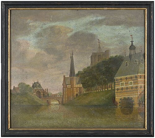Gezicht op voormalige Lieve Vrouwepoort te Leeuwarden, 1849, 