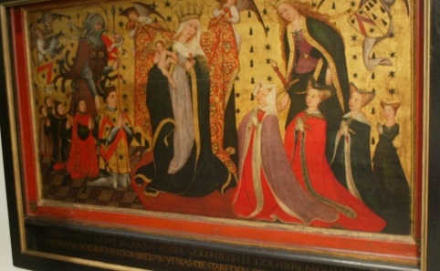 La Sainte Vierge avec l'Enfant Jésus, Saint George, Sainte Catherine, les donateurs et leurs enfants, 1420, 