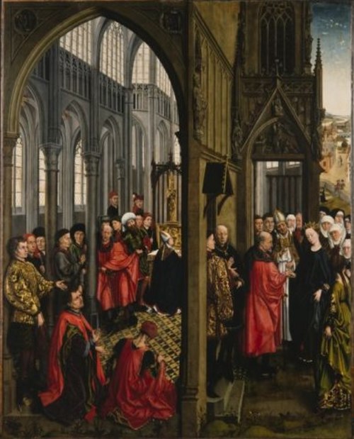 Volet de droite. Scènes de la vie de Saint Joseph avec le mariage de la Vierge, 1465, 