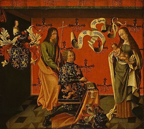 Diptyque. Panneau de gauche. Le Calvaire, Panneau de gauche. La Sainte Vierge avec l'Enfant Jésus, S, 1500, 