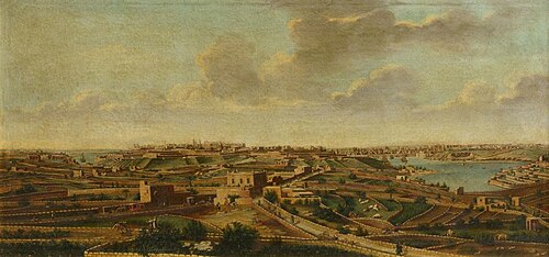 Valletta from the countryside in front of Floriana, , 