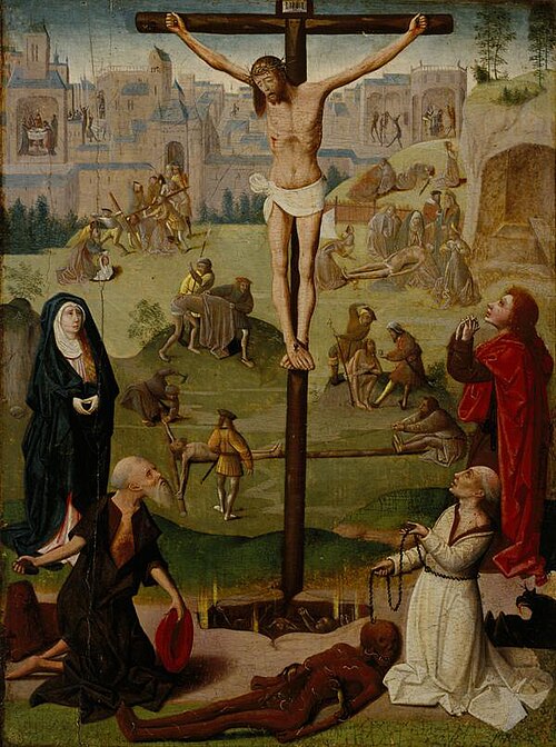 The Crucifixion with St Jerome and St Dominic and Scenes from the Passion, 1450, 