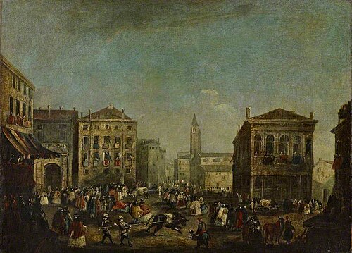 Bull-Baiting in the Campo Santo Stefano during the Venetian Carnival, 1750, 
