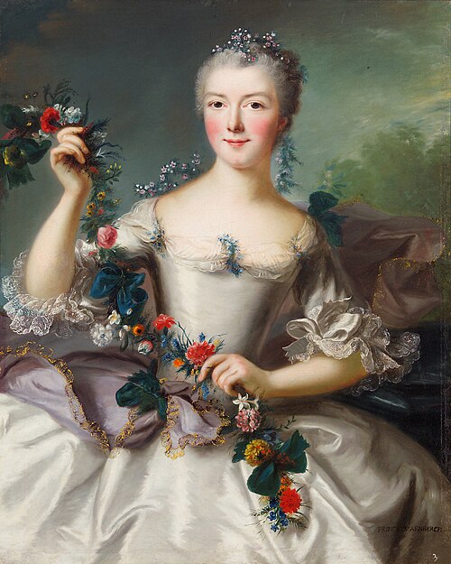 Louise Margarethe (1730-1820) Prinzessin Arenberg, Dreiviertelporträt, 1748, 