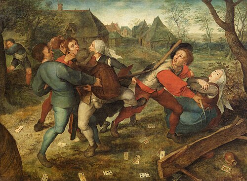 Streitende Bauern beim Kartenspiel, 1550, 