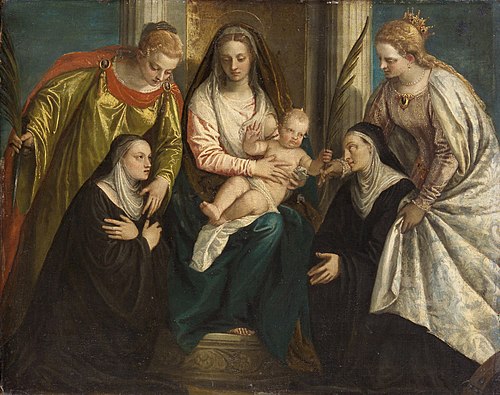 Madonna and Child with Saints Lucy and Catherine and 2 Nuns, 1580, 