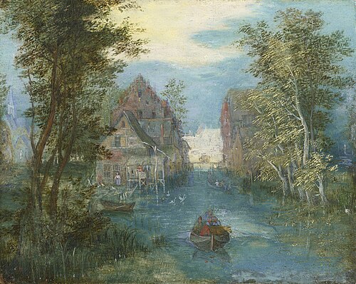Landscape with a Village and a Canal, 1615, 