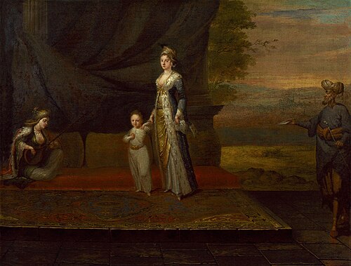 Lady Mary Wortley Montagu with her son, Edward Wortley Montagu, and attendants, 1717, 