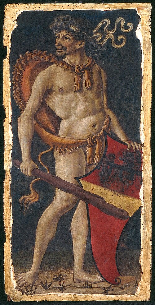 Wild man with shield, to the left, 1488, 