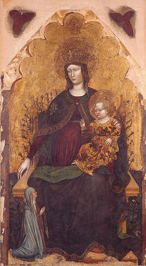 Tronende Maria en kind (met de opdrachtgeefster), 1420, 