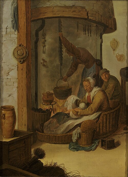 Boerenfamilie bij de open haard, 1664, 
