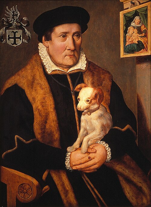 Portrait of a man with a lapdog, 1571, 