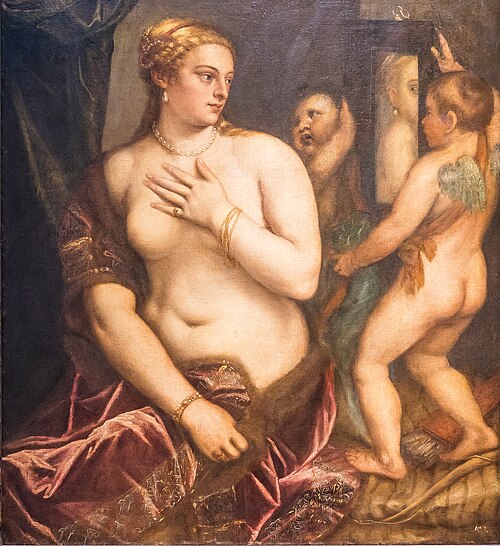 Seated Venus with her Mirror held by Cupid, 1557, 