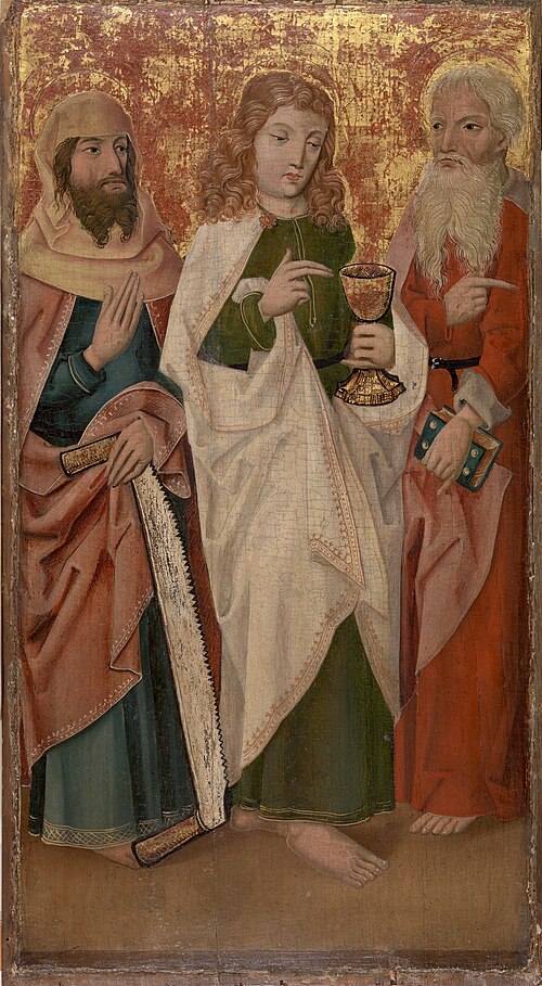 Three Apostles with Cross-Cutter, Chalice and Book, 1450, 