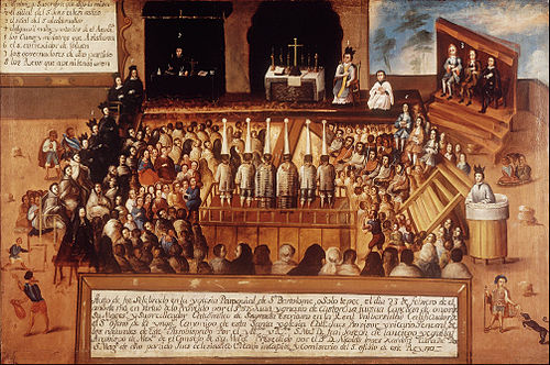 An auto da fe in the Town of San Bartolomé Otzolotepec, 1750, 