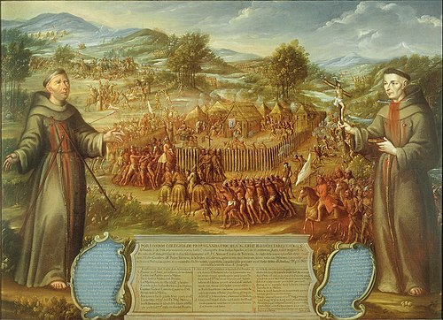 The Destruction of the Saint Sabá Mission in the Province of Texas and the Martyrdom of the Priests,, 1758, 