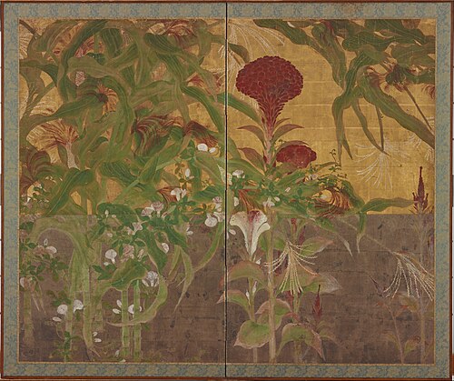 Coxcombs, maize and morning glories, 1650, 