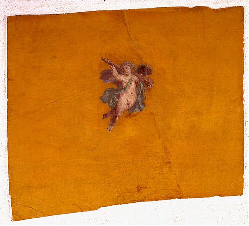 Fragment of wall painting with a flying Eros, , 
