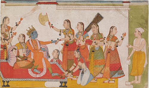 Krishna welcoming Sudama, from a Bhagavata Purna, 1650, 