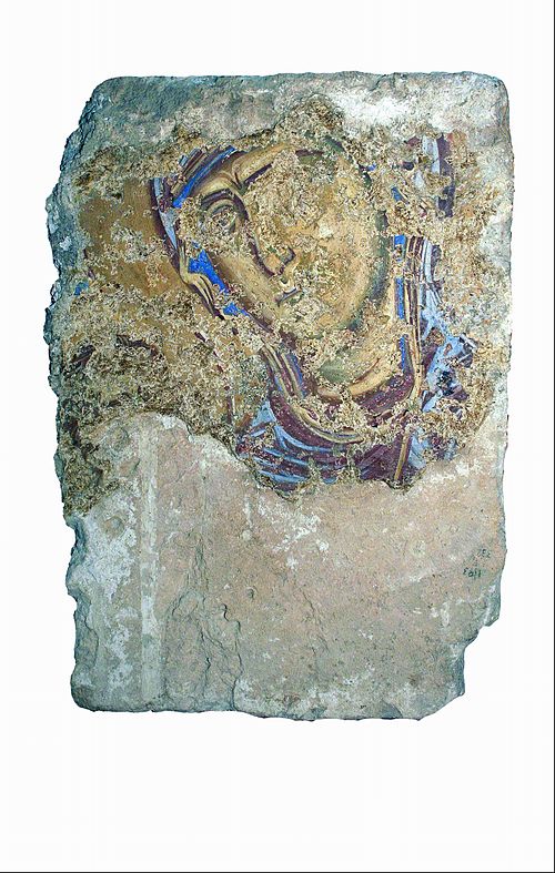 Madonna and child, fragment of a wall painting, , 