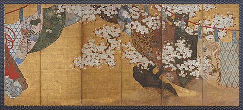 Wind-screen and cherry tree, 1500, 