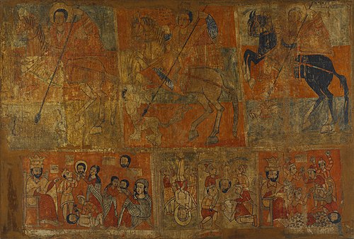 Peinture de l'église d'Abbas Antonios - Cavaliers et martyrs, , 