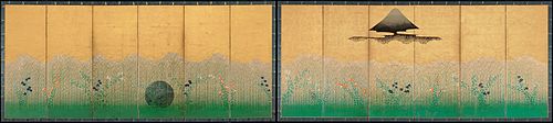 The plain of Musashi, Mount Fuji and the moon, 1760, 