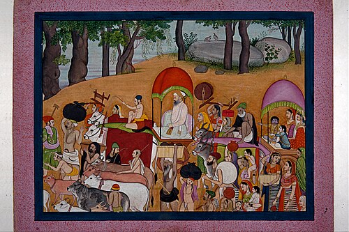 Nanda and other cowherds moving to Vrindavana Based on the story of the Bhagavata – Purana, 1787, 