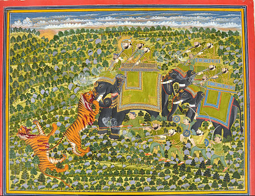 Raghuraj Singh hunting tigers Datia,, 1827, 