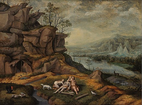 Landscape with Adam and Eve, Lamenting over the Dead Body of Abel, 1574, 