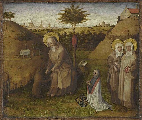 De H. Hiëronymus met de heilige nonnen Paola Romana en Eustochium, 1445, 