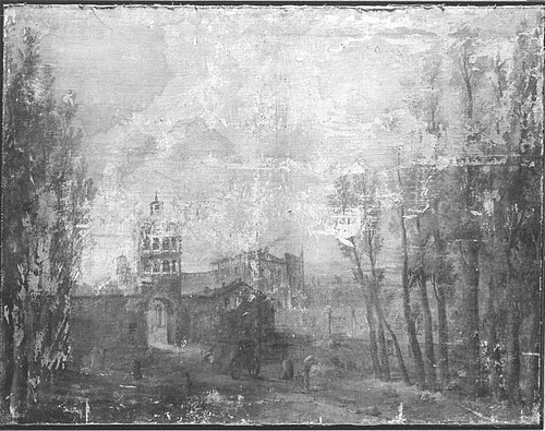 Italienische Landschaft mit Architektur, 1800, 