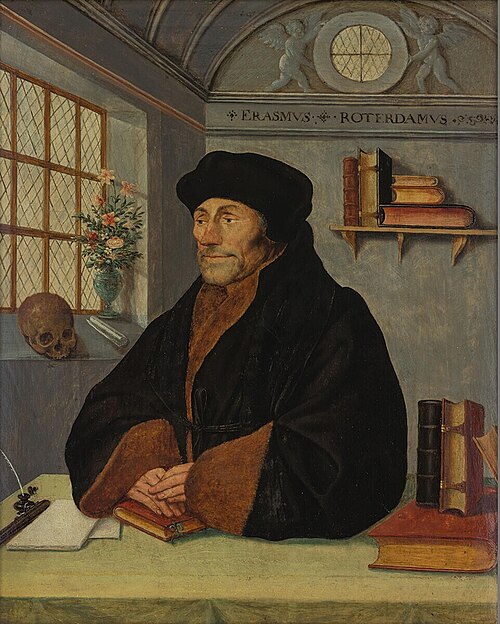 Portrait of Erasmus at his writing table, 1750, 